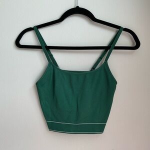Aerie Green Ribbed Cropped Tank Top Size Medium Adjustable Straps